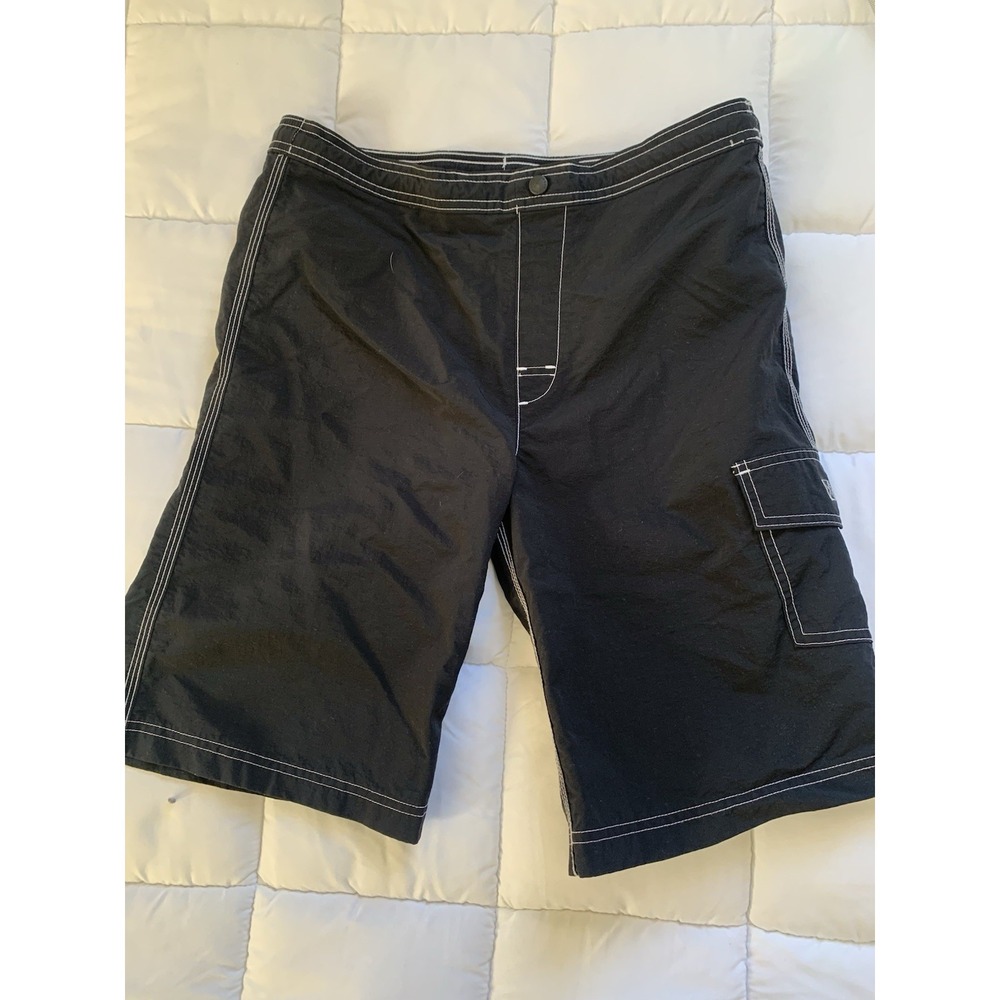 LANDS' END Boys Size‎ Large 12-14 Swim Trunks Suit Mesh Lining Black Swimsuit